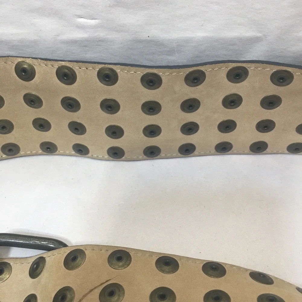 CATHERINE MALANDRINO Brown Brass STUDDED BELT Size M 34